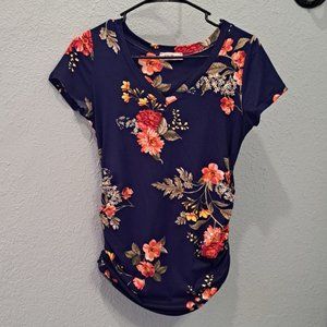 Full Moon Maternity Navy Floral Top - Size XS